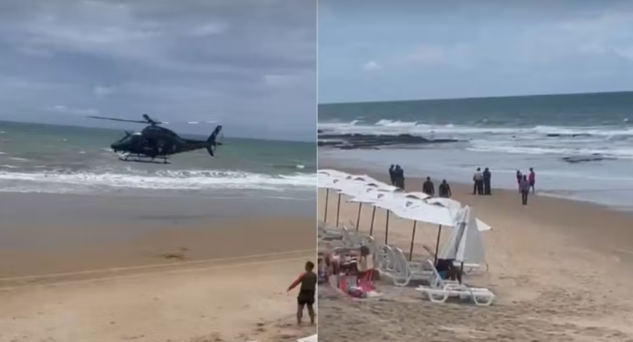 Turista morre afogado em Ponta Negra e filho é resgatado de helicóptero em Natal